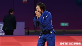 ▲杭州亞運，連珍羚拿下柔道女子57公斤級金牌，賽後喜極而泣。（圖／記者劉彥池攝影）