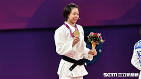 ▲杭州亞運，連珍羚拿下柔道女子57公斤級金牌，頒獎典禮。（圖／記者劉彥池攝影）