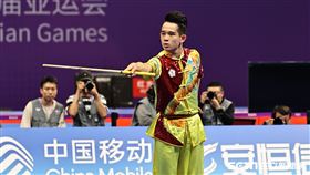 ▲杭州亞運武術，王振名在棍術項目拿下第5。（圖／記者劉彥池攝影）