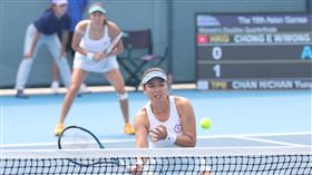 ▲杭州亞運網球女雙，「詹家姊妹」詹詠然（前）、詹皓晴。（圖／中華奧會提供）
