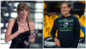 ▲泰勒絲（Taylor Swift）、獨行俠老闆庫班（Mark Cuban）。（組合圖／美聯社／達志影像）