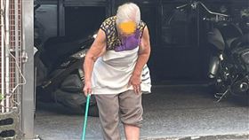 阿嬤「揹著娃娃」掃地好可愛？網細看照片鼻酸：身體狀況不是很好（圖／翻攝自路上觀察學院）