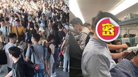 高鐵收假人潮爆滿！這大咖董事長一路站到底：能擠進車門很幸運了。（合成圖／翻攝自PTT、魏明谷臉書）