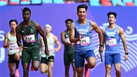 ▲杭州亞運田徑，男子4x100公尺接力，台灣隊倒數第2作收。（資料圖／中華奧會提供）