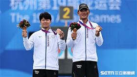 ▲杭州亞運射箭，陳怡瑄、張正韋在複合弓男女混合團體射下銅牌。（圖／記者劉彥池攝影）