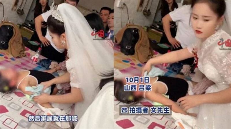 女童婚禮上突「抽搐咬舌」新娘衝下台救人