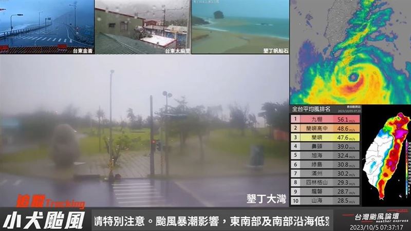 小犬狂風襲墾丁　即時影像曝「南灣斷線」