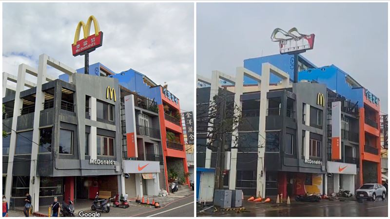 小犬好狠！墾丁大街麥當勞招牌「Ｍ」軟了