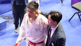 空手道國手吳峻維銅牌戰不敵約旦好手，沒能連兩屆奪牌。（圖／記者蔡厚瑄攝影）