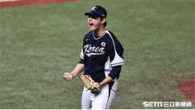 ▲杭州亞運棒球金牌戰，韓國先發投手文東珠。（圖／記者劉彥池攝影）