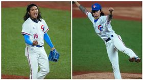 ▲杭州亞運棒球金牌戰，台灣隊投手劉致榮、林昱珉。（組合圖／中華奧會提供）