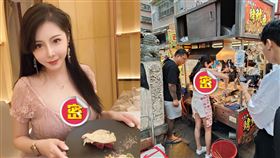 「士林魷魚妹」爆紅！火辣側影吸2.3萬人　本尊被神出來了。（圖／翻攝自士林廟口我豪蝦、晴天Sunny臉書）