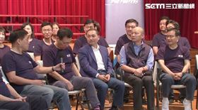 ▲戰鬥藍再動員記者會 韓國瑜侯友宜互動