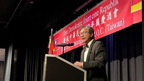 駐德代表謝志偉國慶酒會致詞駐德代表謝志偉9日晚間在柏林舉行的國慶酒會致詞。（駐德代表處提供）中央社記者林育立柏林傳真  112年10月11日