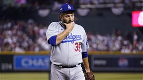 ▲林恩（Lance Lynn）單局慘挨4轟，道奇季後賽連3場先發都被打爆。（圖／美聯社／達志影像）
