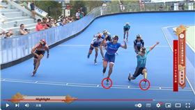 ▲全運會滑輪溜冰1000公尺爭先賽，亞運金牌黃玉霖太早慶祝失去金牌。（圖／翻攝自112年全國運動會在台南YT）