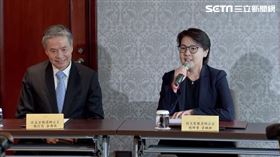 ▲藍白合會前共同記者會金溥聰黃珊珊