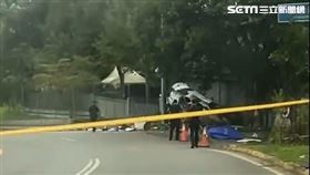 3名男子員工旅遊，凌晨在日月潭自撞燈桿，2死1傷。酒駕。（圖／民眾提供）