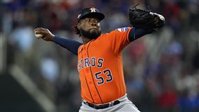 ▲哈維爾（Cristian Javier）5.2局壓制遊騎兵打線，太空人避免被聽牌。（圖／美聯社／達志影像）