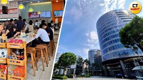 台塑總部搬遷至內湖新大樓，國內兩大超商看準龐大消費力，已搶先進入園區內開門市，中午時段超商內人潮滿滿，但願意離開園區消費的不算多。（圖／CTWANT提供）