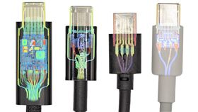 X光透射掃描發現，蘋果（左）比起其他平價線材，內部結構明顯精密。（圖／翻攝Lumafield）