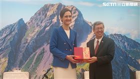 行政院長陳建仁今（23）日接見立陶宛國會議長希米利特(Viktorija Čmilytė-Nielsen)一行。（圖／記者盧素梅攝影)