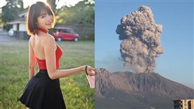 林明禎與爆發的火山合照。（圖／翻攝自IG@minchen333）