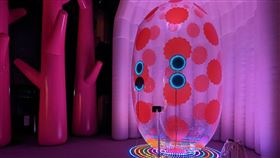 澳洲團隊打造AI靈感大神誠品生活28日舉行「AI靈感大師：澳洲3D光影觸動樂園」展前記者會，澳洲團隊ENESS將虛擬AI科技化為充氣裝置「AI靈感大神」，會靈活眨眼，還會為觀眾產出、朗誦籤詩。中央社記者王寶兒攝  112年9月28日