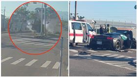 法拉利,自撞,分隔島,（圖／翻攝畫面）