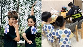 蔡阿嘎PO「警察上門」...2兒站一旁！2萬人驚：發生什麼事。（圖／翻攝自嘎嫂二伯、蔡阿嘎臉書）