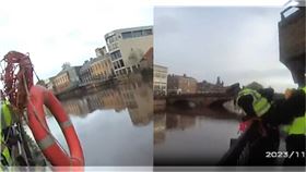 男子墜河落水，拍攝者不救顧自拍。（圖／CTWANT）