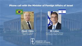 巴西外交部長維艾拉（Mauro Vieira，左）指出，以色列外交部長柯恩（Eli Cohen，右）向他保證，在加薩走廊的34名巴西人將在8日獲准離開衝突地區。（圖／翻攝自社群平台X@Itamaraty_EN）