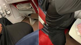 ▲女網友搭火車，發現自己的座位被隔壁乘客佔據3分之2。（圖／翻攝自Dcard）

