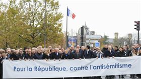 法國國會兩院領袖發起反猶太主義的抗議示威活動。（圖／美聯社／達志影像）