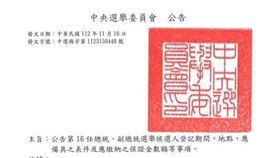 中選會公告第16任總統副總統領表登記等相關事項