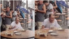 ▲大陸四川一名新郎在自家門口舉辦婚禮時，竟因為其中一位舅舅紅包包的少，將他安排在外面的桌子吃席酒。（圖／抖音）