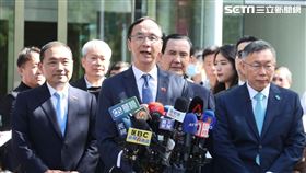 藍白合政黨協商二次會朱立倫侯友宜馬英九柯文哲四人會後一同受訪（圖／記者邱榮吉攝影）