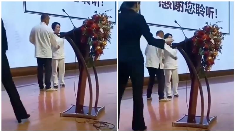 大師表演點穴！大媽慘叫「ㄑ字型」飛出