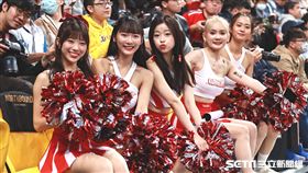 ▲橘子（左1）加入臺北戰神啦啦隊Taishin Wonders，重返和平籃球館應援。（圖／記者劉彥池攝影）