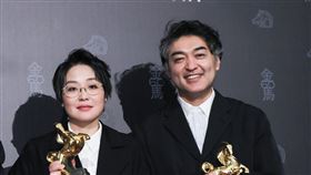 《石門》導演黃驥（中）與老公大塚龍治，左為剪輯廖慶松。（圖／記者楊澍、鄭孟晃攝）