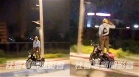 台北市民大道七段有重機騎士站著騎車。（圖／翻攝畫面）