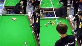 ▲撞球管理的排球妹慘遭重擊2次。（圖／翻攝爆料1公社）