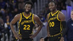 ▲勇士威金斯（Andrew Wiggins）手指被門夾到缺陣。（圖／美聯社／達志影像）