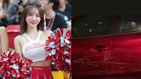 小珍奶駕車在圓環遭到側面擦撞，直呼衰。（組合圖／翻攝自小珍奶 IG）