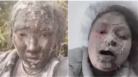 印尼蘇門答臘島的馬拉皮火山大噴發，登山客受困山中全身火山灰。（圖／翻攝自X）