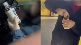 夫妻吃到飽偷拿「20瓶烏龍茶」！遭店員追至車庫　目擊者：最後只還6瓶。（圖／翻攝自微博）