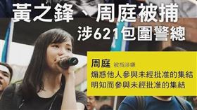 與黎智英同被捕！港學運女神宣布棄保流亡（圖／翻攝周庭IG)