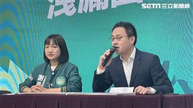 ▲由競選總部發言人趙怡翔、立委候選人謝佩芬召開「國民黨為自身政治利益洩漏國家機密」記者會（圖／記者高逸帆攝影）