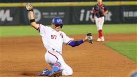 亞錦賽台灣隊長拿莫．伊漾  臉上遮陽膏成識別2023亞洲棒球錦標賽台灣隊長拿莫．伊漾（圖）習慣在臉頰兩側擦上遮陽眼膏，也讓大家印象深刻。他7日表示，主要是會畏光，笑稱塗2條是因為看起來很帥。圖為112年12月6日台灣在亞錦賽預賽對戰香港畫面。（中華棒協提供）中央社記者楊啟芳傳真 112年12月7日