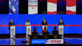 美國共和黨總統初選辯論，4位參選人均對中共擾台提出政策。（圖／美聯社／達志影像）